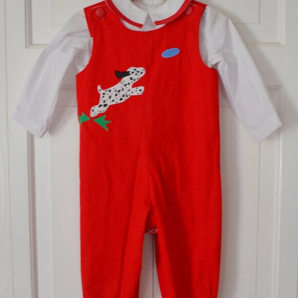 NWT Boys' Red & White Gingham Reversible Christmas Longall Outfit Size 24 - Picture 2 of 13